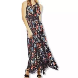 Bila Boho Sleeveless Floral Handkerchief Hem Maxi Sundress Size Large